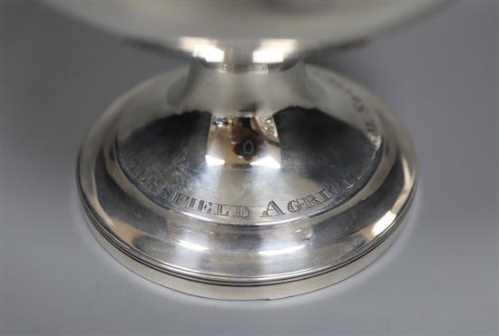 A George IV silver presentation goblet, decorated with vineous band and ewe, J.E Terry & Co, London, 1822, 15.3cm, weighted,